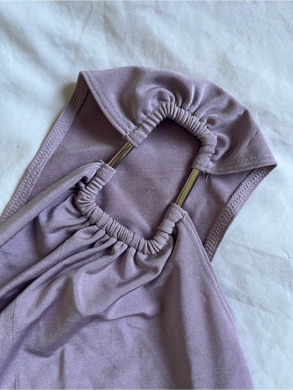 Vintage Y2K Lilac One Shoulder Top with Silver Hardware Detail - Picture 3 of 8